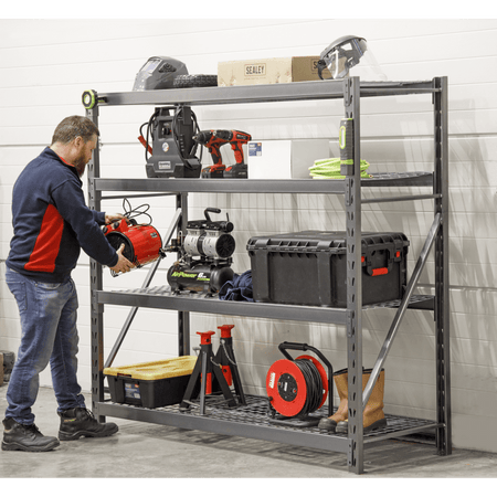 Sealey Heavy-Duty Racking Unit with 4 Mesh Shelves 800kg Capacity Per Level Model No-AP6572