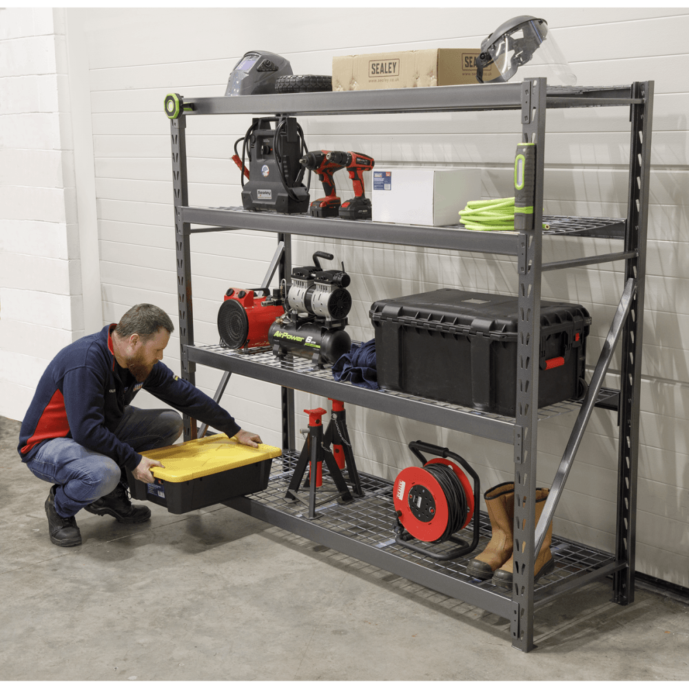 Sealey Heavy-Duty Racking Unit with 4 Mesh Shelves 800kg Capacity Per Level Model No-AP6572