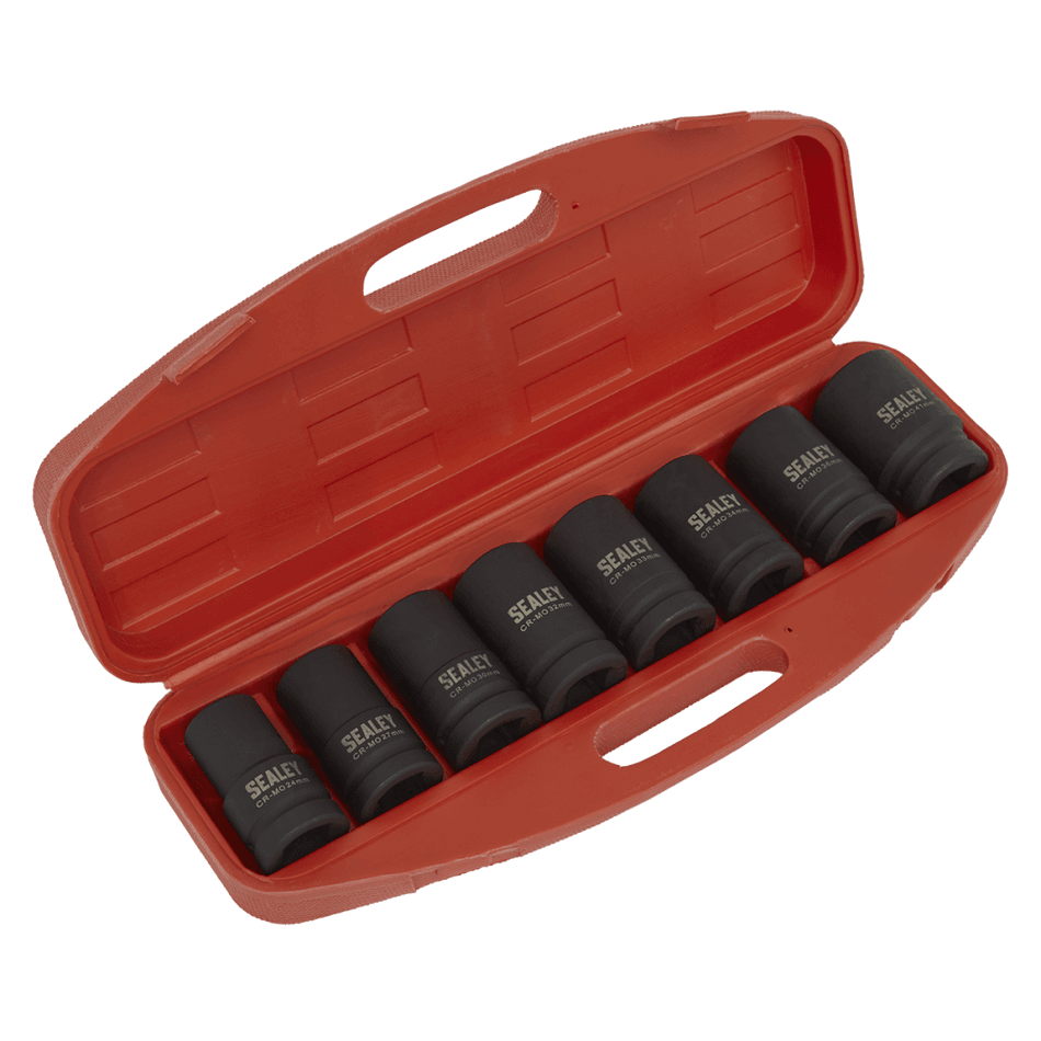 Sealey Impact Socket Set 8pc Deep 1"Sq Drive - Metric Model No-AK888M