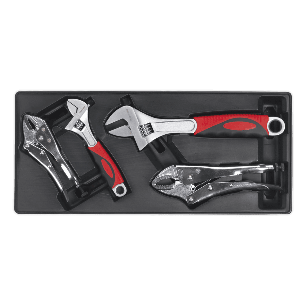 Sealey Tool Tray with Locking Pliers & Adjustable Wrench Set 4pc Model No-TBT04