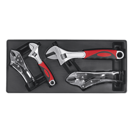 Sealey Tool Tray with Locking Pliers & Adjustable Wrench Set 4pc Model No-TBT04