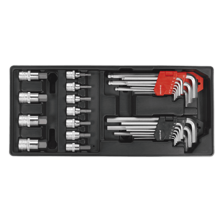 Sealey Tool Tray with Hex/Ball-End Hex Keys & Socket Bit Set 29pc Model No-TBT07