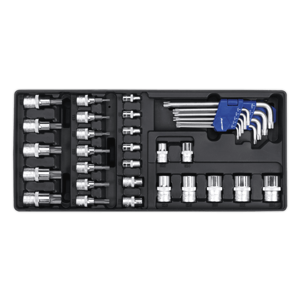 Sealey Tool Tray with TRX-Star Key, Socket Bit & Socket Set 35pc Model No-TBT08