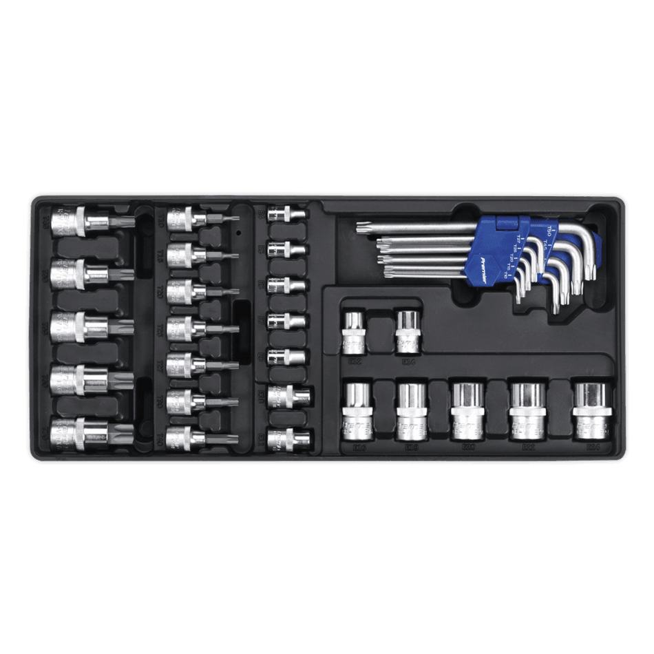 Sealey Tool Tray with TRX-Star Key, Socket Bit & Socket Set 35pc Model No-TBT08