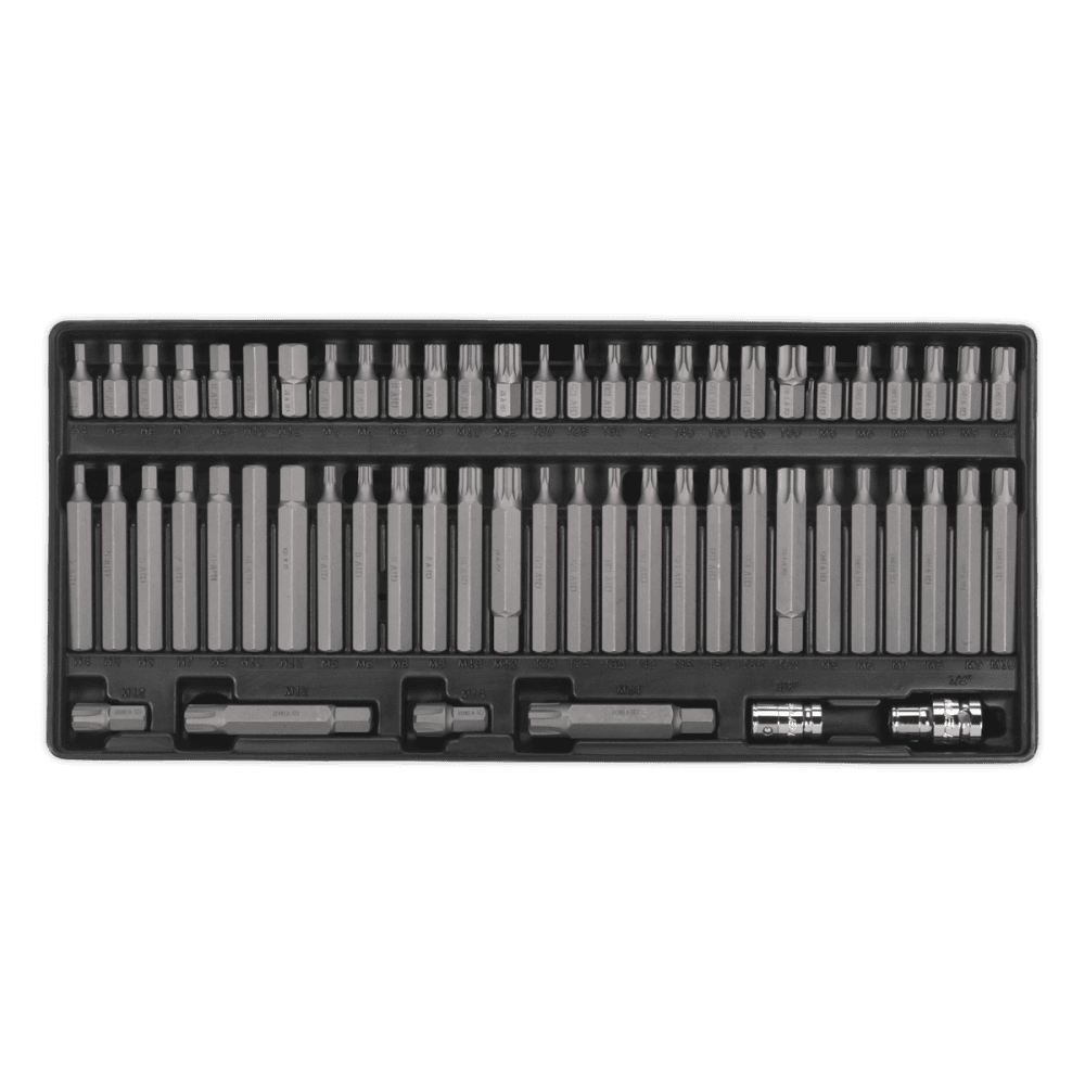 Sealey Tool Tray with Ribe/Spline/Hex/Security TRX-Star Bit Set 60pc Model No-TBT11