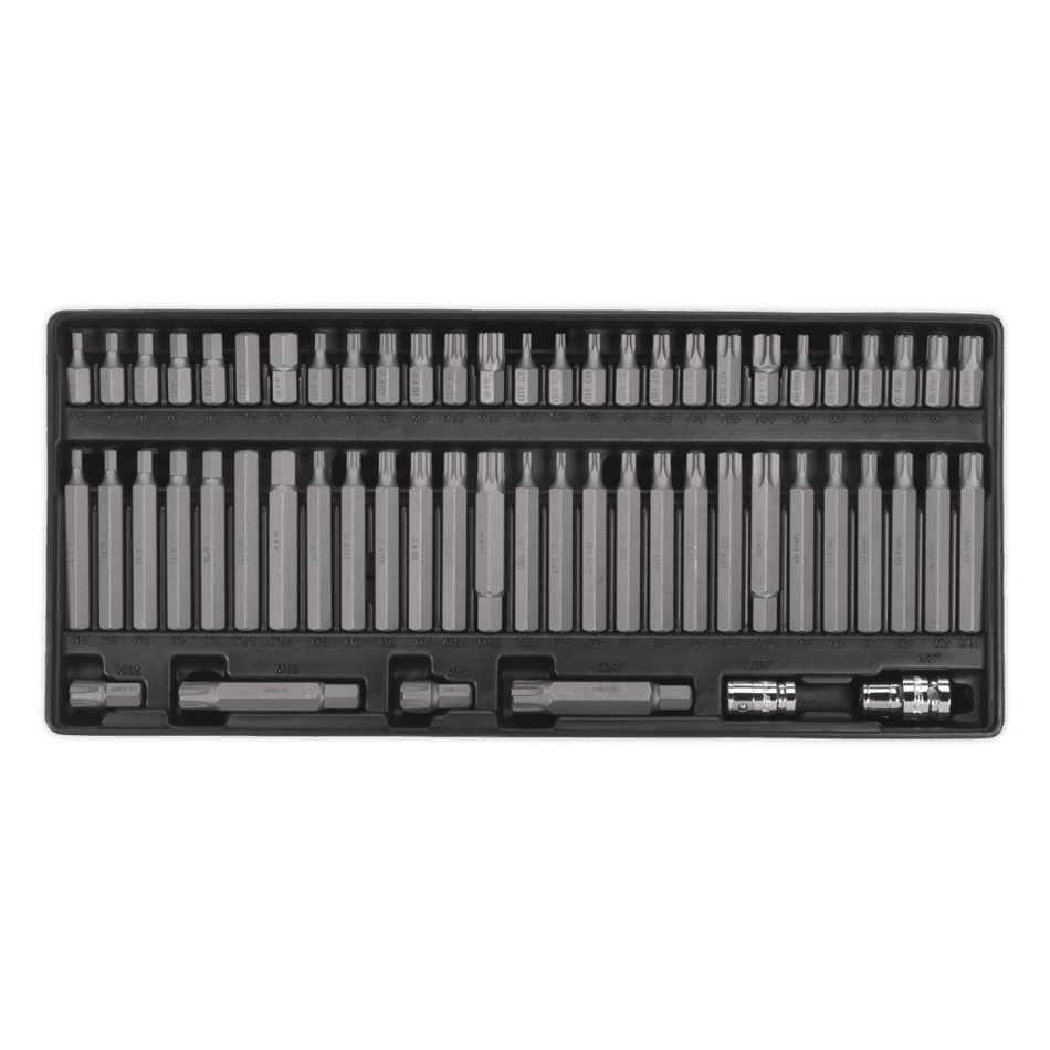 Sealey Tool Tray with Ribe/Spline/Hex/Security TRX-Star Bit Set 60pc Model No-TBT11