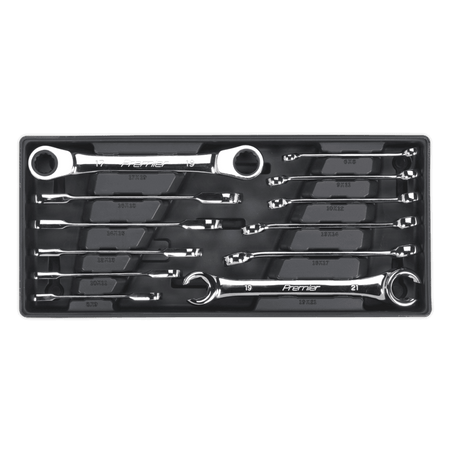 Sealey Tool Tray with Flare Nut & Ratchet Ring Spanner Set 12pc Model No-TBT13