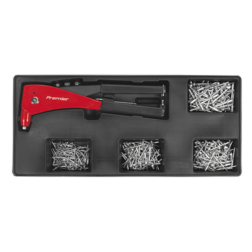 Sealey Tool Tray with Riveter & 400 Assorted Rivet Set Model No-TBT15