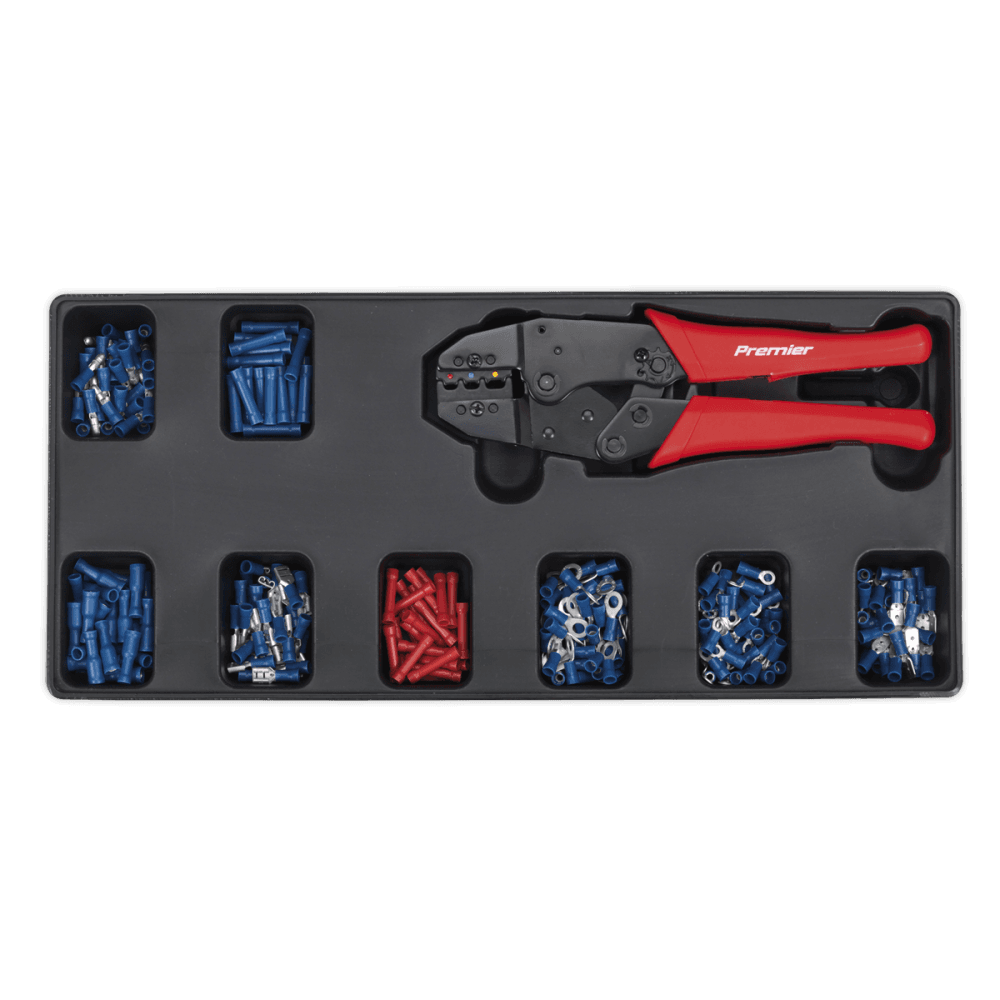 Sealey Tool Tray with Ratchet Crimper & 325 Assorted Insulated Terminal Set Model No-TBT16