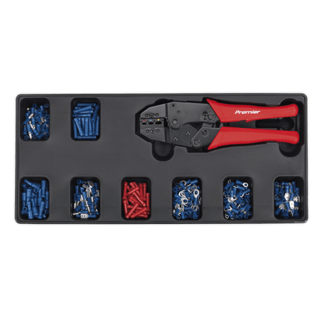 Sealey Tool Tray with Ratchet Crimper & 325 Assorted Insulated Terminal Set Model No-TBT16