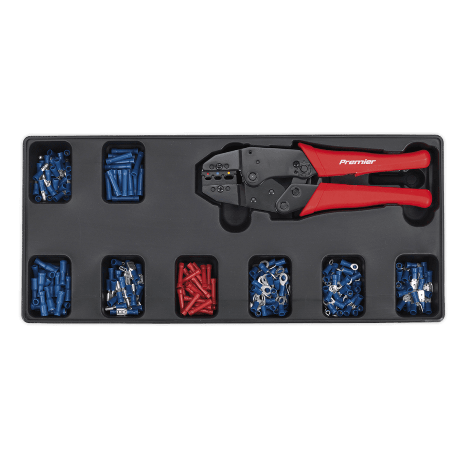 Sealey Tool Tray with Ratchet Crimper & 325 Assorted Insulated Terminal Set Model No-TBT16