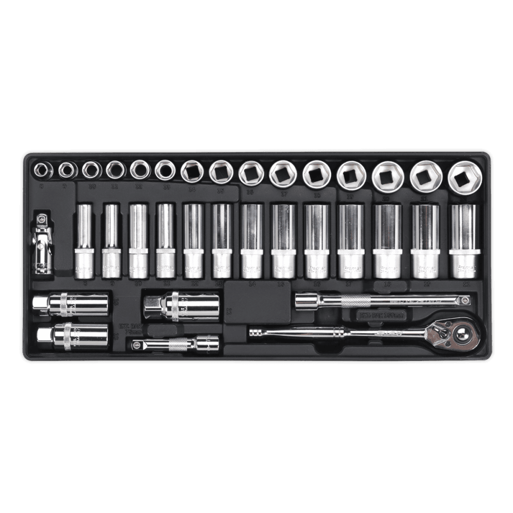 Sealey Tool Tray with Socket Set 35pc 3/8"Sq Drive Model No-TBT20