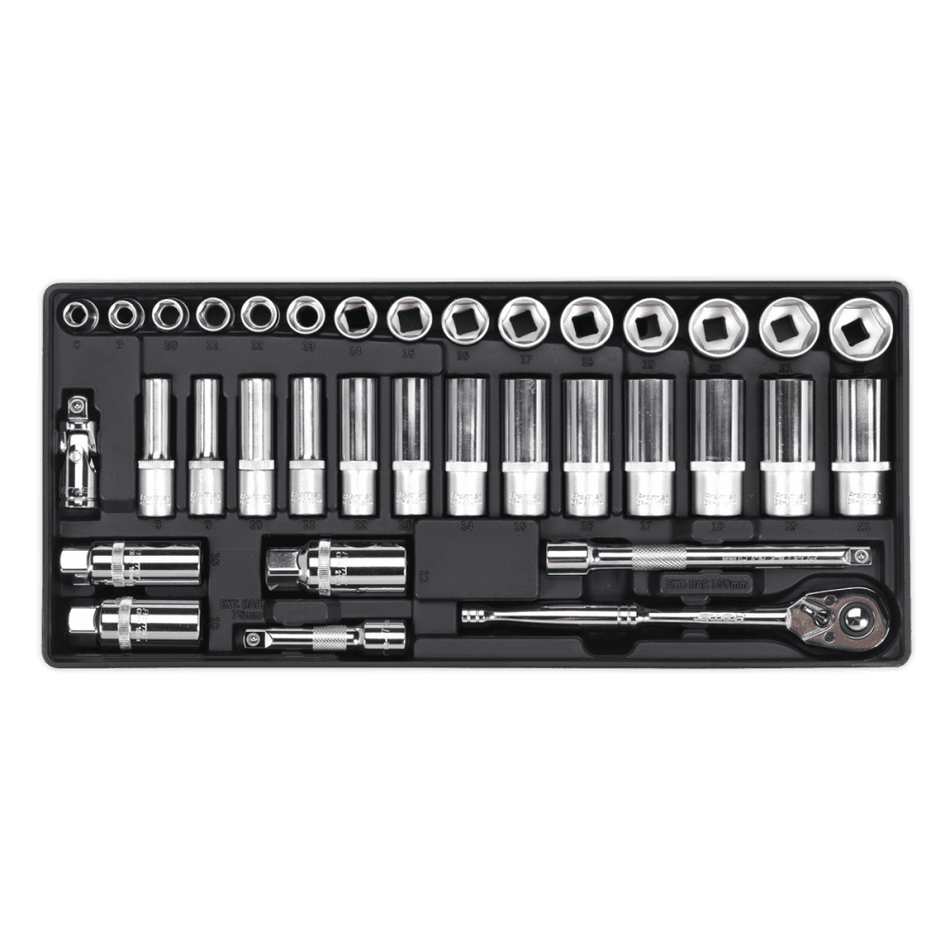 Sealey Tool Tray with Socket Set 35pc 3/8"Sq Drive Model No-TBT20