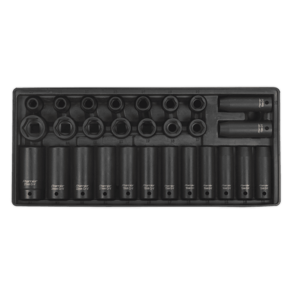 Sealey Tool Tray with Impact Socket Set 28pc 1/2"Sq Drive - Metric Model No-TBT24