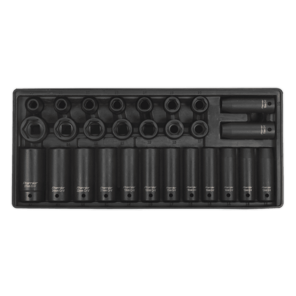 Sealey Tool Tray with Impact Socket Set 28pc 1/2"Sq Drive - Metric Model No-TBT24
