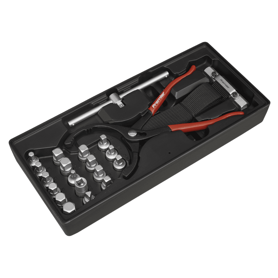 Sealey Tool Tray with Oil Filter Wrench, Pliers & Drain Plug Set 21pc Model No-TBT28
