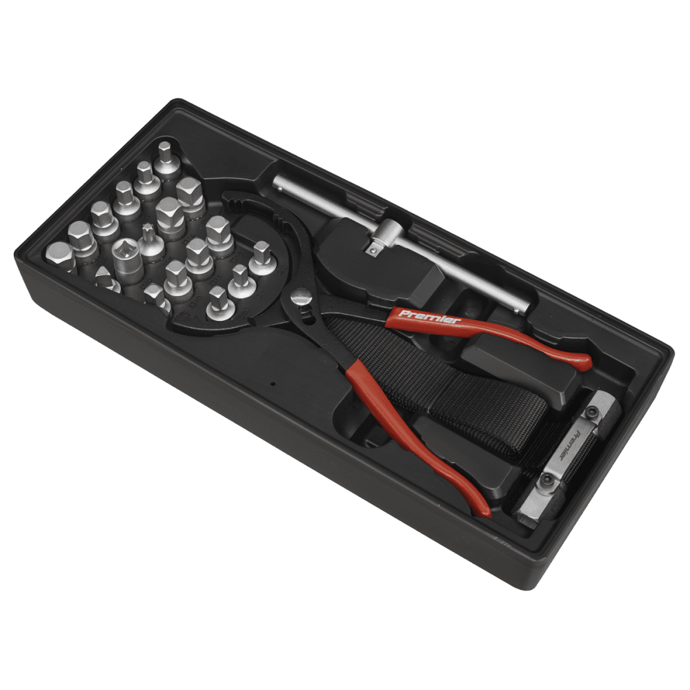 Sealey Tool Tray with Oil Filter Wrench, Pliers & Drain Plug Set 21pc Model No-TBT28