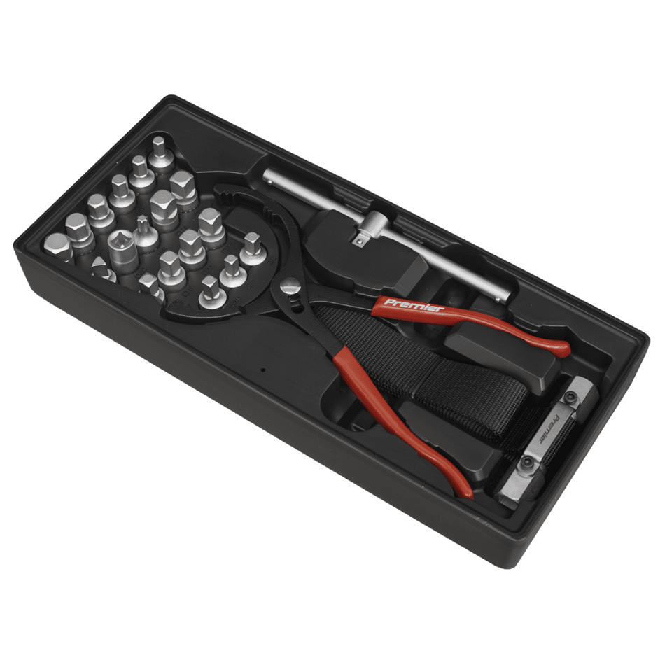 Sealey Tool Tray with Oil Filter Wrench, Pliers & Drain Plug Set 21pc Model No-TBT28