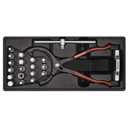 Sealey Tool Tray with Oil Filter Wrench, Pliers & Drain Plug Set 21pc Model No-TBT28