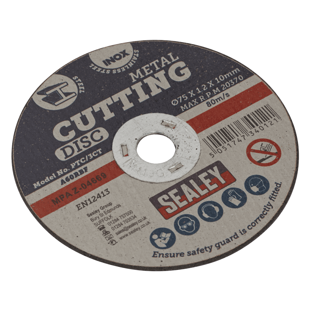 Sealey Cutting Disc 75 x 1.2mm 10mm Bore Model No-PTC/3CT
