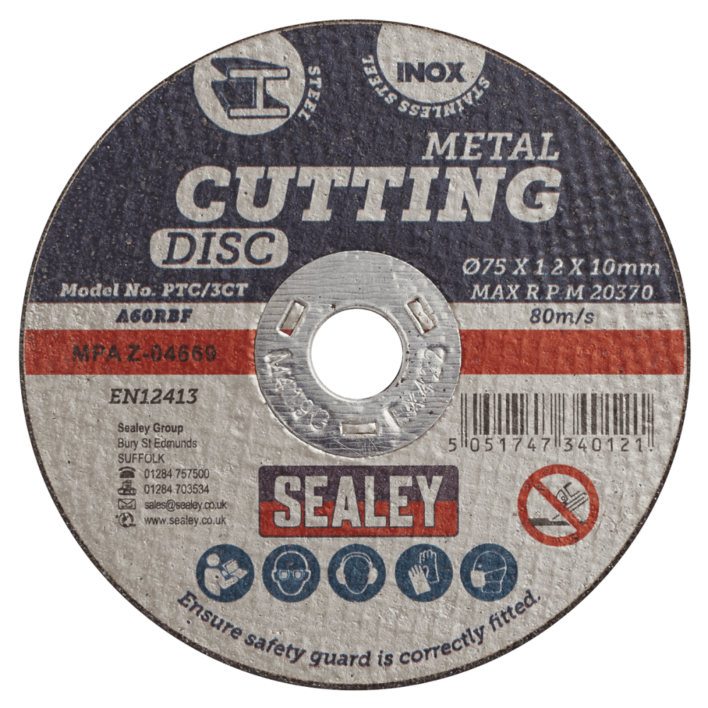 Sealey Cutting Disc 75 x 1.2mm 10mm Bore Model No-PTC/3CT