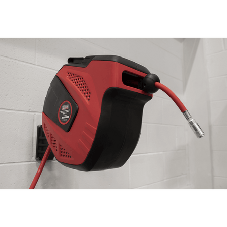 Sealey Auto Rewind Control Air Hose Reel 15mtr 10mm ID - Rubber Hose Model No-SA822