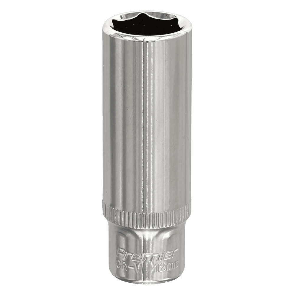 Sealey WallDrive Socket 12mm Deep 1/4"Sq Drive Fully Polished Model No-SP1412D