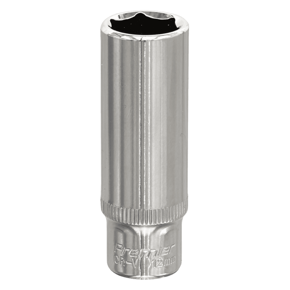 Sealey WallDrive Socket 12mm Deep 1/4"Sq Drive Fully Polished Model No-SP1412D