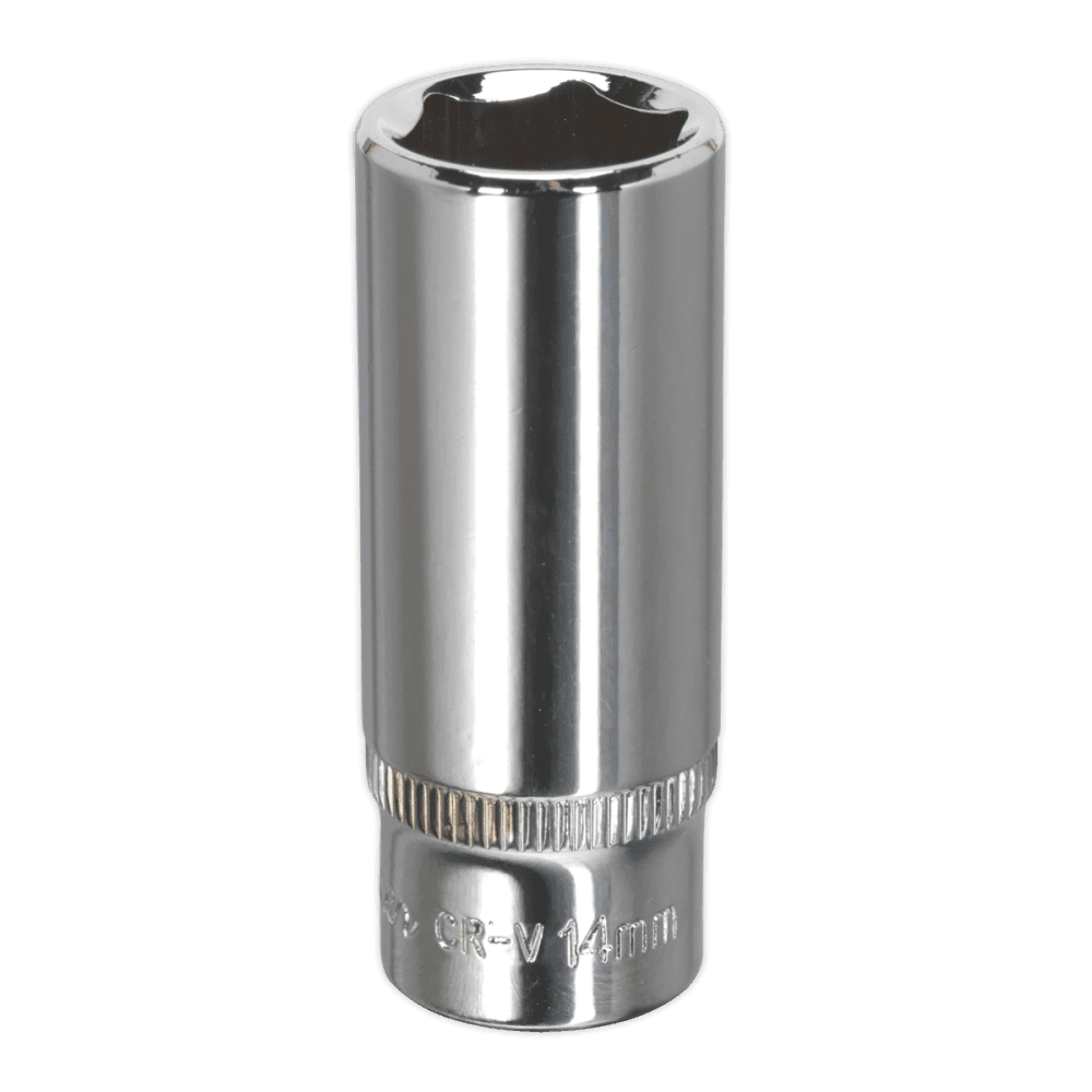 Sealey WallDrive Socket 14mm Deep 1/4"Sq Drive Fully Polished Model No-SP1414D