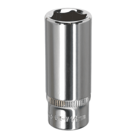 Sealey WallDrive Socket 14mm Deep 1/4"Sq Drive Fully Polished Model No-SP1414D