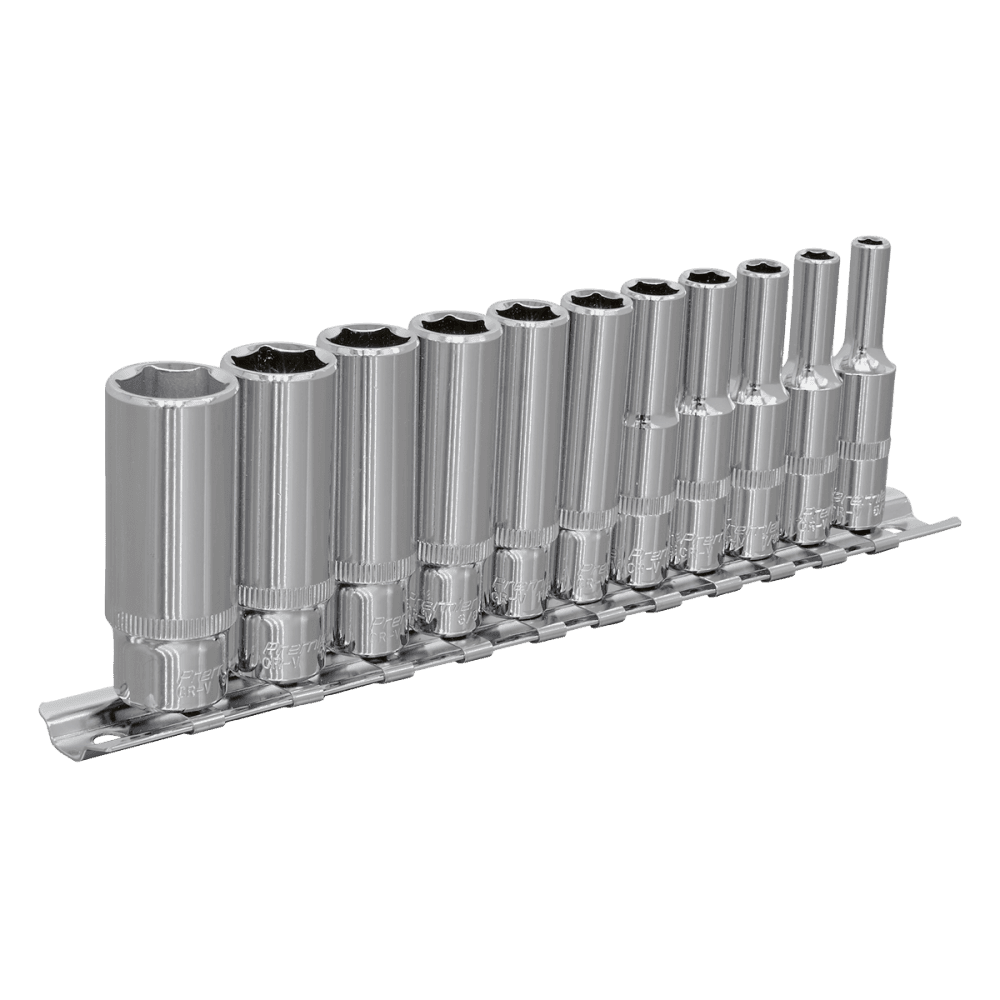 Sealey Socket Set 11pc 1/4"Sq Drive 6pt Deep WallDrive Imperial Model No-AK2671
