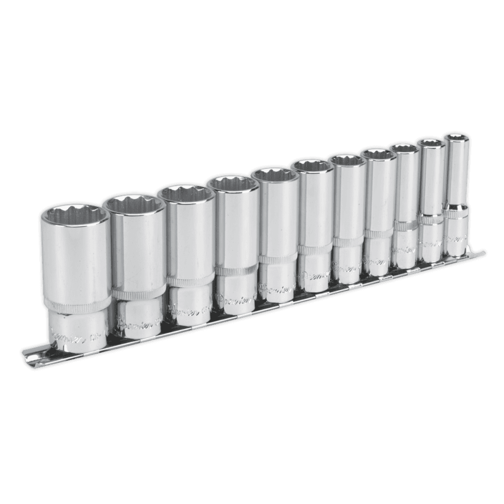 Sealey Socket Set 11pc 3/8"Sq Drive 12pt Deep WallDrive Imperial Model No-AK2673