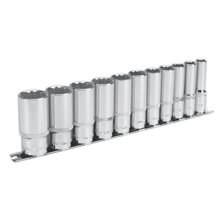 Sealey Socket Set 11pc 3/8"Sq Drive 12pt Deep WallDrive Imperial Model No-AK2673