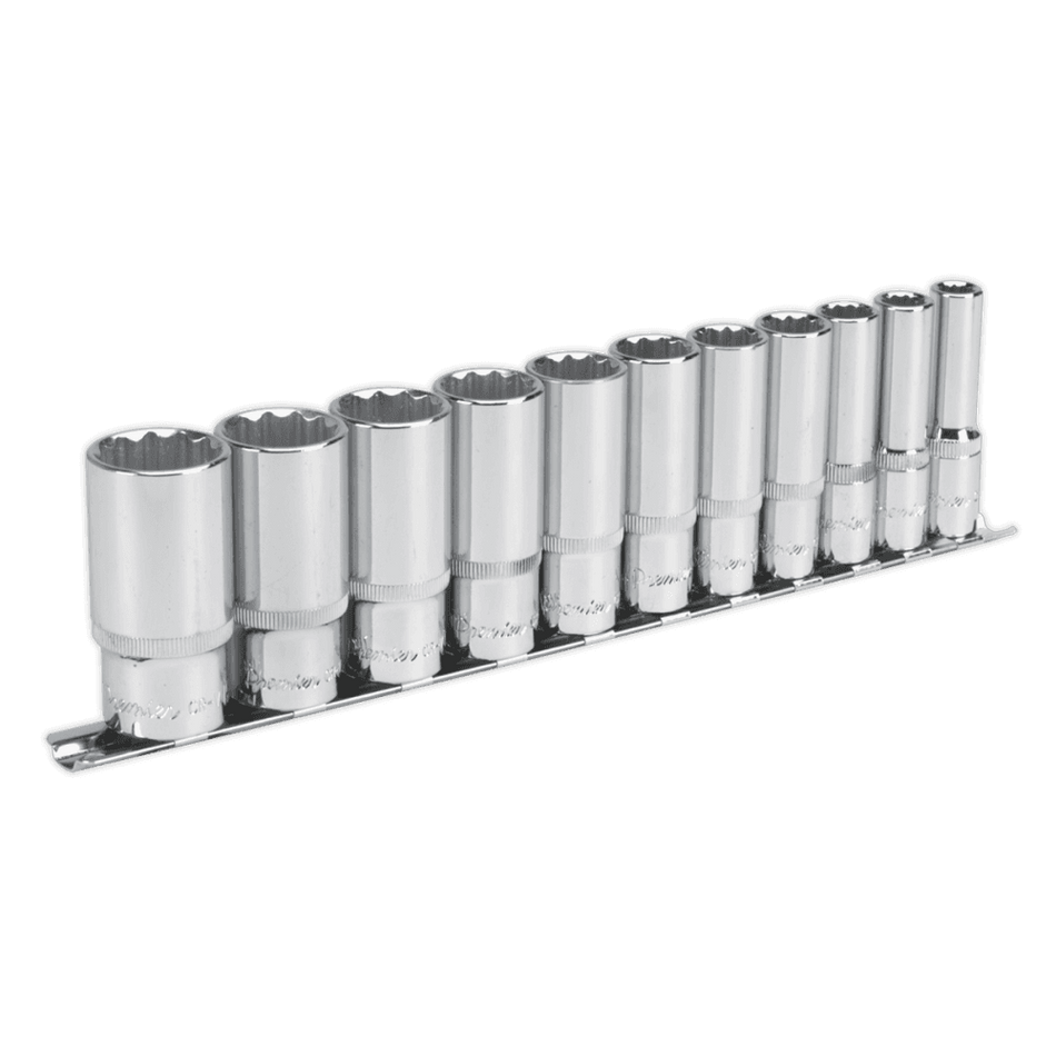 Sealey Socket Set 11pc 3/8"Sq Drive 12pt Deep WallDrive Imperial Model No-AK2673