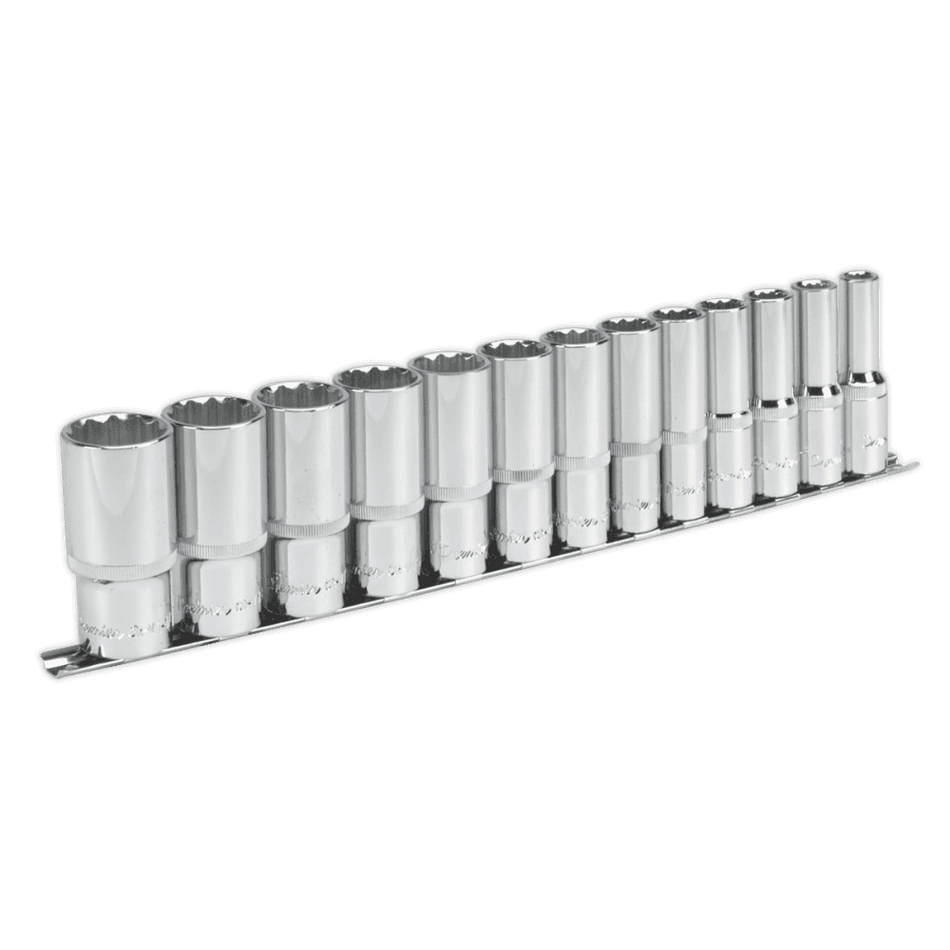 Sealey Socket Set 13pc 1/2"Sq Drive 12pt Deep WallDrive Imperial Model No-AK2675