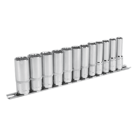 Sealey Socket Set 12pc 3/8"Sq Drive 12pt Deep WallDrive Metric Model No-AK2683