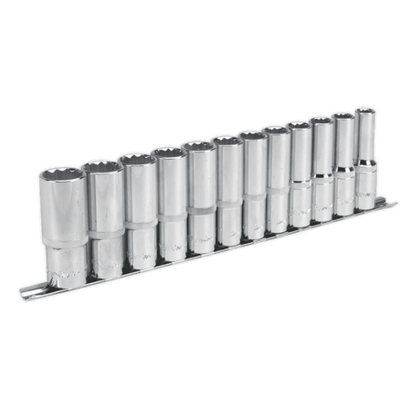 Sealey Socket Set 12pc 1/2"Sq Drive 12pt Deep WallDrive Metric Model No-AK2685