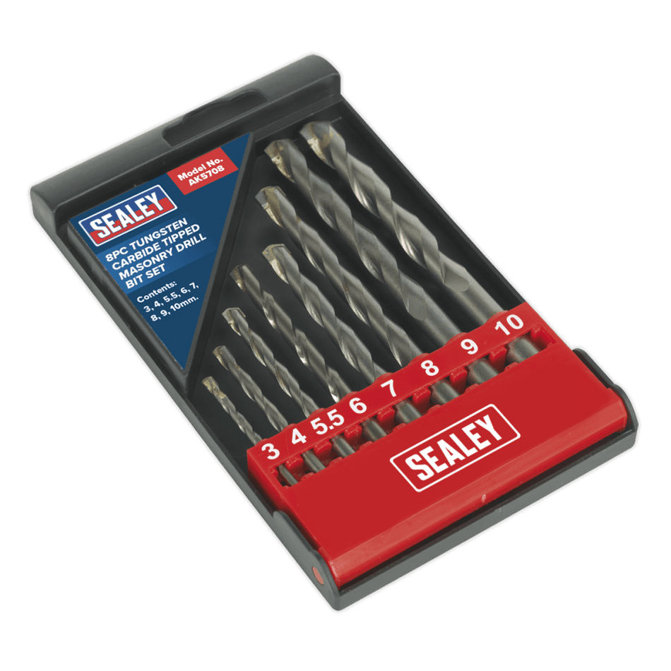 Sealey Tungsten Carbide Tipped Masonry Drill Bit Set 8pc Model No-AK5708