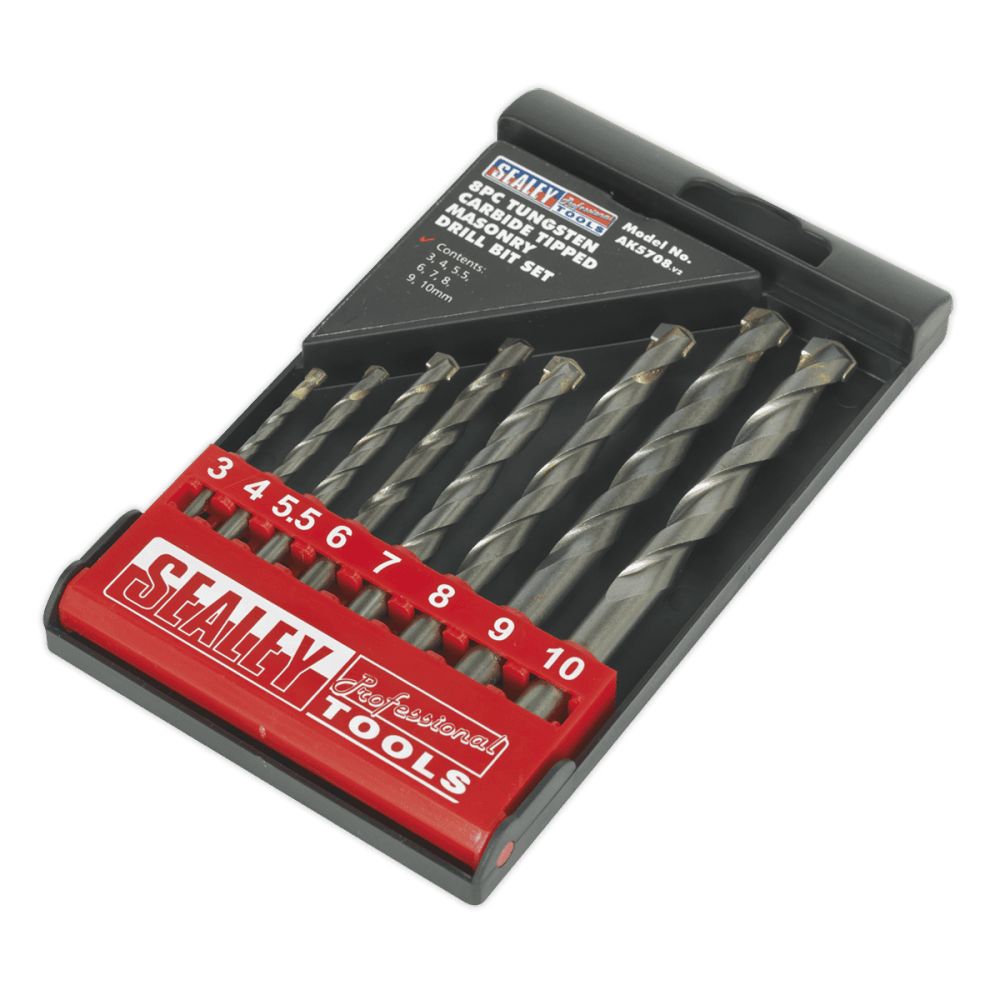 Sealey Tungsten Carbide Tipped Masonry Drill Bit Set 8pc Model No-AK5708
