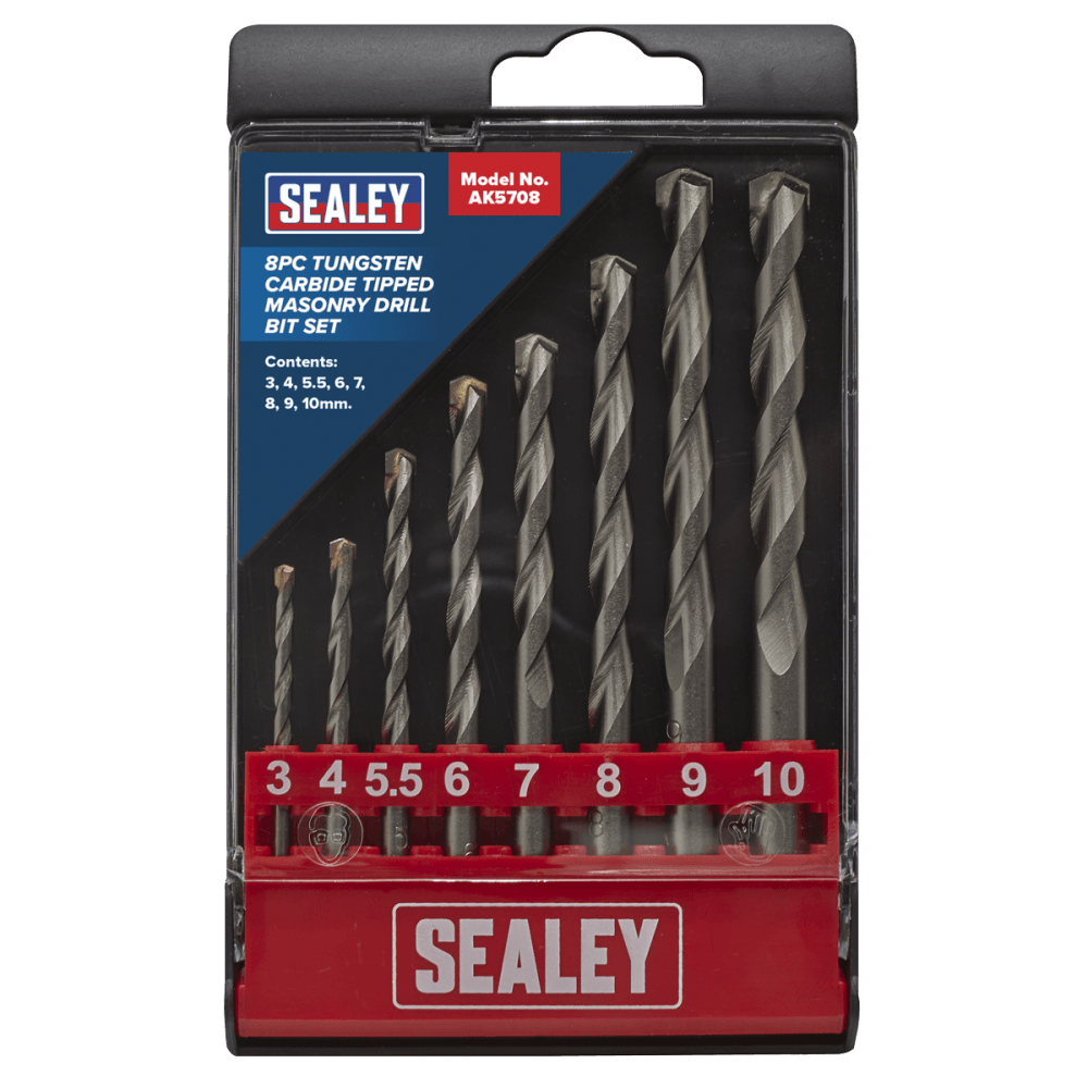 Sealey Tungsten Carbide Tipped Masonry Drill Bit Set 8pc Model No-AK5708