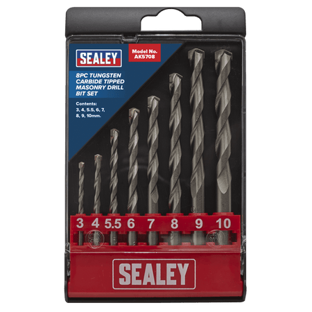 Sealey Tungsten Carbide Tipped Masonry Drill Bit Set 8pc Model No-AK5708