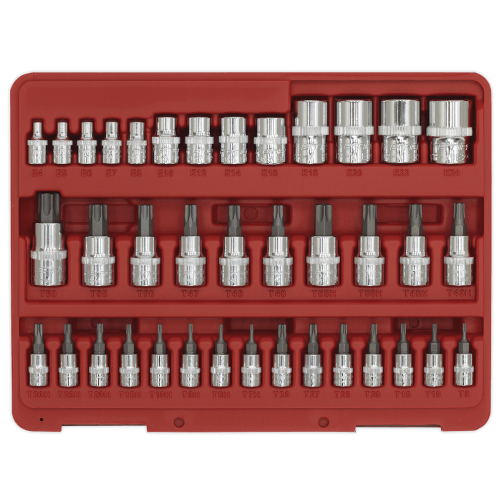 Sealey TRX-Star Socket & Security Socket Bit Set 38pc 1/4", 3/8" & 1/2"Sq Drive Model No-AK6197