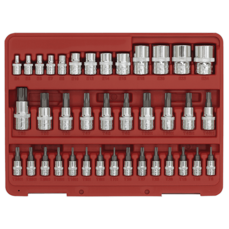 Sealey TRX-Star Socket & Security Socket Bit Set 38pc 1/4", 3/8" & 1/2"Sq Drive Model No-AK6197