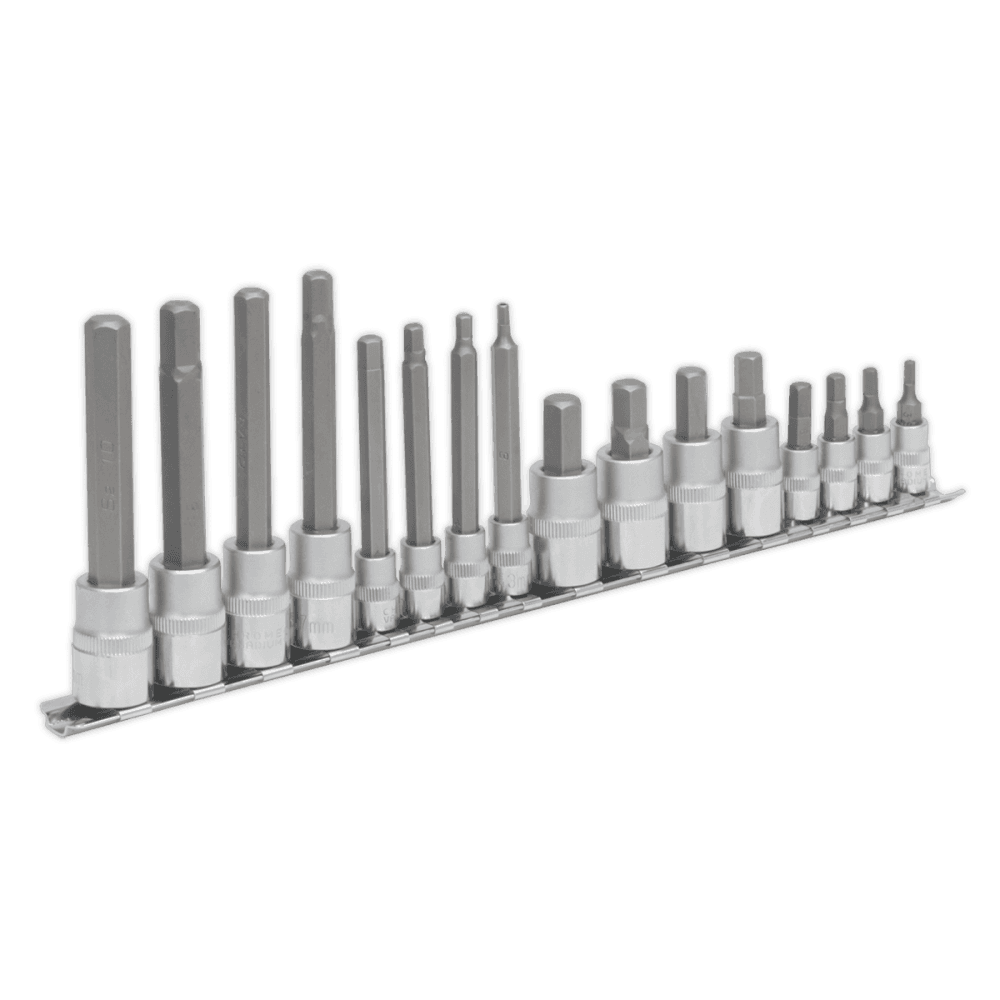 Sealey Hex Socket Bit Set 16pc 1/4" & 3/8"Sq Drive Model No-AK6219