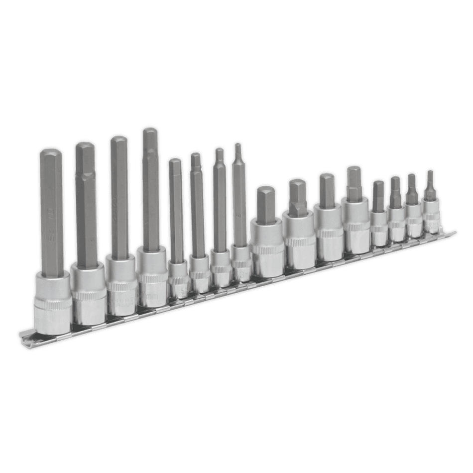 Sealey Hex Socket Bit Set 16pc 1/4" & 3/8"Sq Drive Model No-AK6219