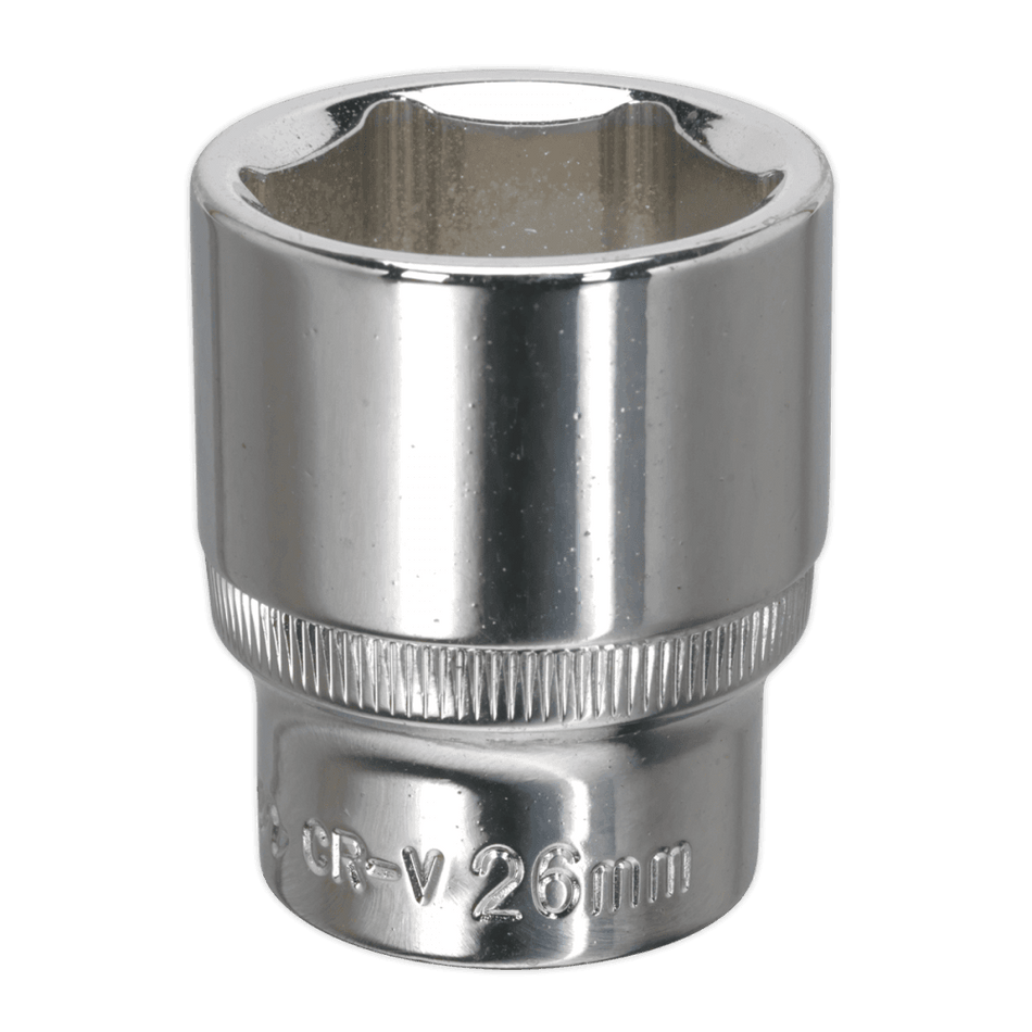Sealey WallDrive Socket 26mm 1/2"Sq Drive Fully Polished Model No-SP1226