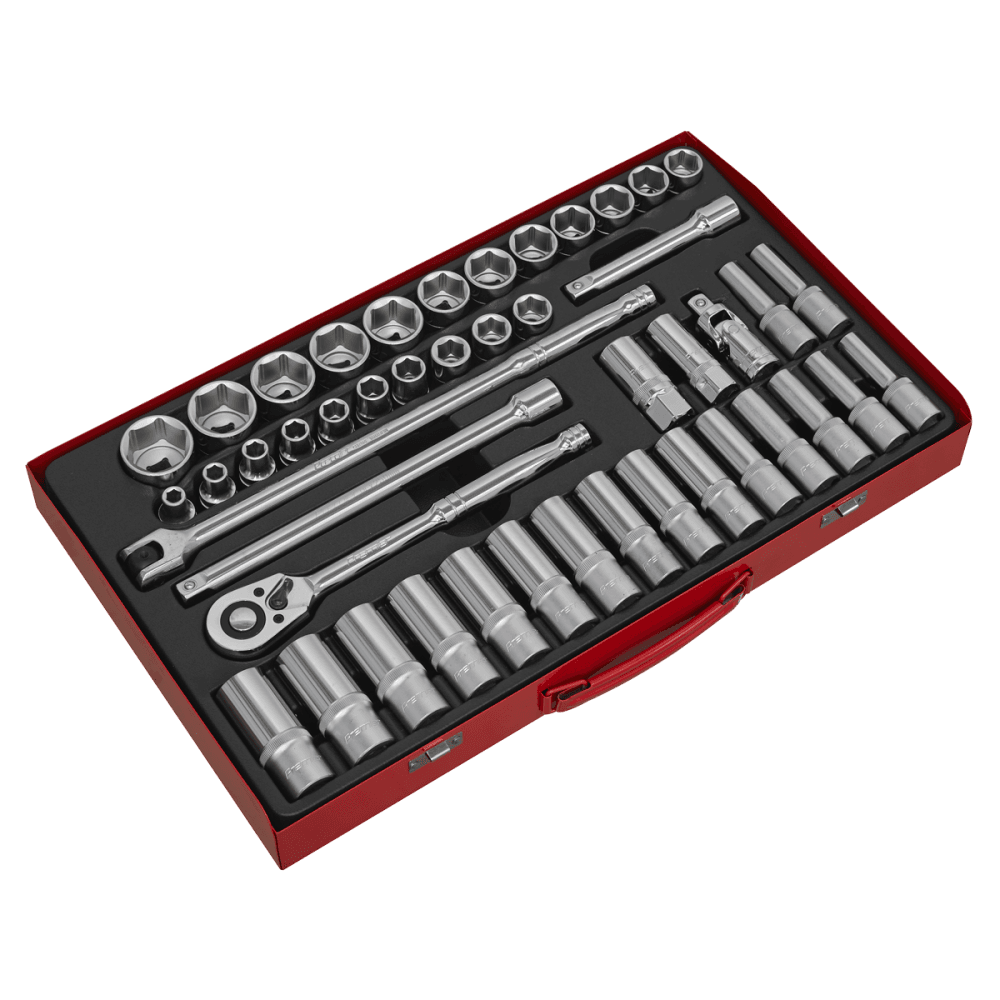 Sealey Socket Set 46pc 1/2"Sq Drive 6pt WallDrive, - Metric Model No- 14632