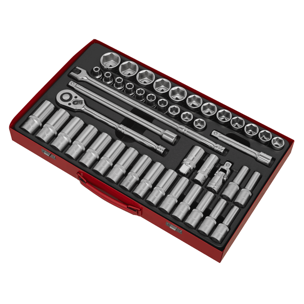Sealey Socket Set 46pc 1/2"Sq Drive 6pt WallDrive, - Metric Model No- 14632