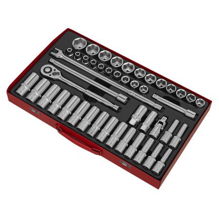 Sealey Socket Set 46pc 1/2"Sq Drive 6pt WallDrive, - Metric Model No- 14632
