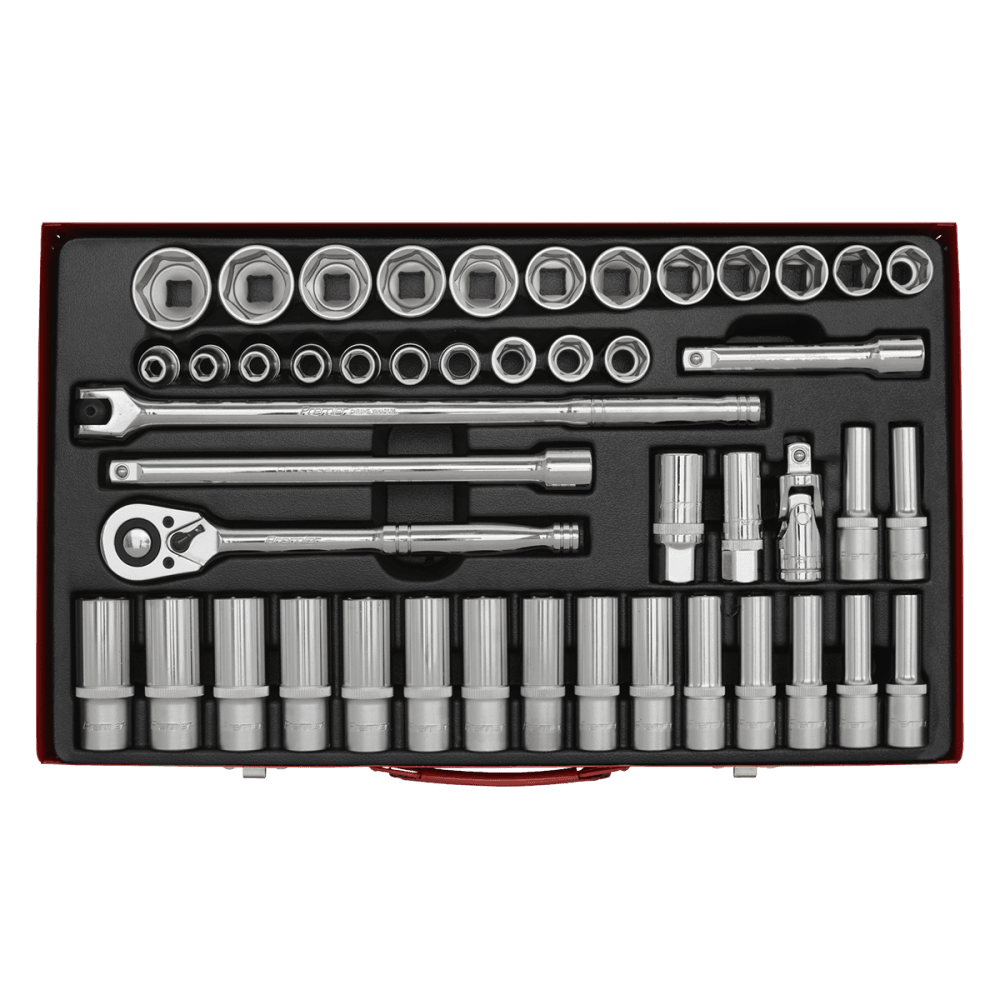Sealey Socket Set 46pc 1/2"Sq Drive 6pt WallDrive, - Metric Model No- 14632